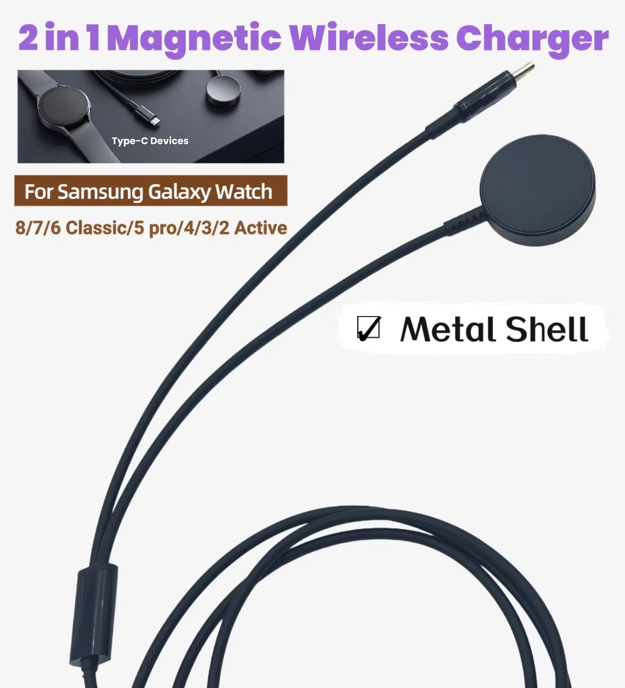 Type-C 2-in-1 Magnetic Wireles - Magnetic Charging Cable recension och pris